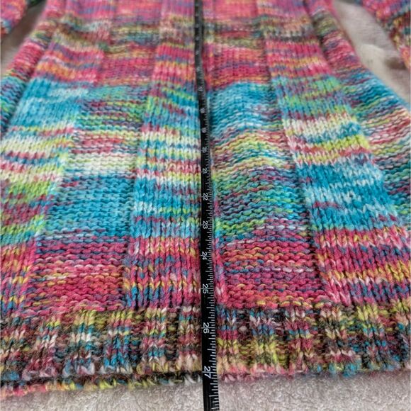 Y2K Rainbow Knit Sweater Women's XS Multicolor Colorblock Quarter Sleeve - Picture 7 of 7